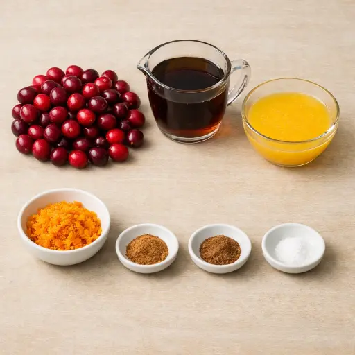 Ingredients for Maple Orange Cranberry Sauce