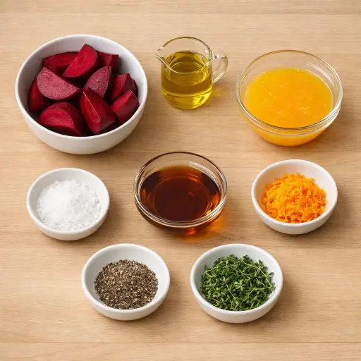 Ingredients for Maple Orange Roasted Beets