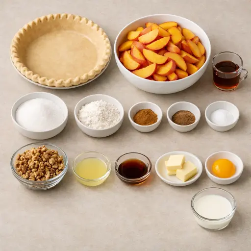 Ingredients for Maple Peach Walnut Pie