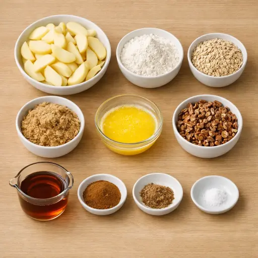 Ingredients for Maple Pecan Apple Crumble