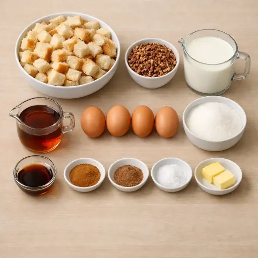 Ingredients for Maple Pecan Bread Pudding