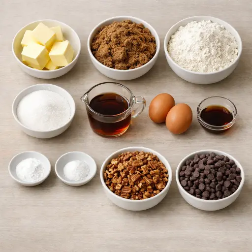 Ingredients for Maple Pecan Chocolate Chip Cookies