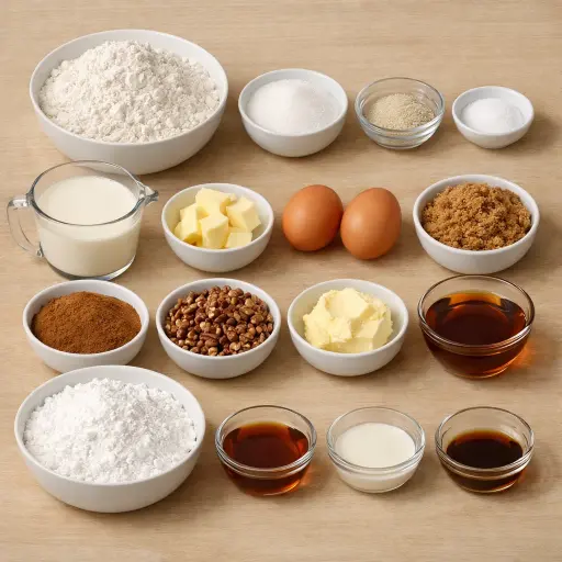 Ingredients for Maple Pecan Cinnamon Rolls