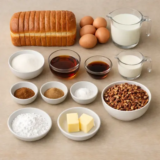 Ingredients for Maple Pecan French Toast Casserole