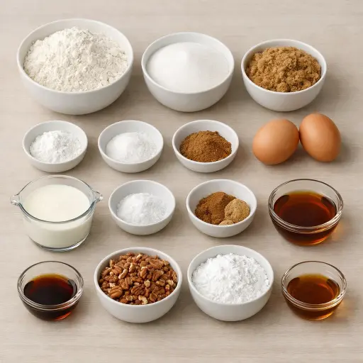 Ingredients for Maple Pecan Honey Bun Cake