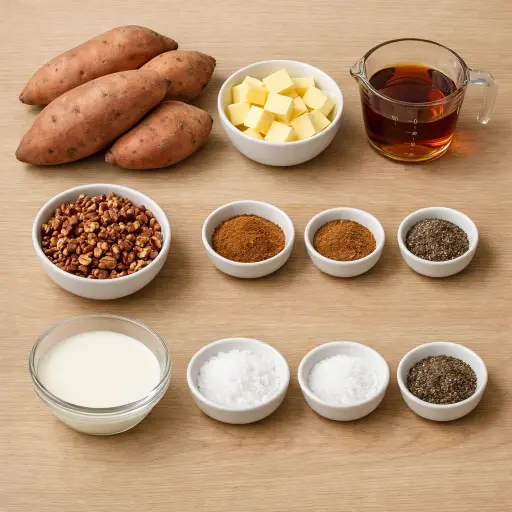Ingredients for Maple Pecan Mashed Sweet Potatoes