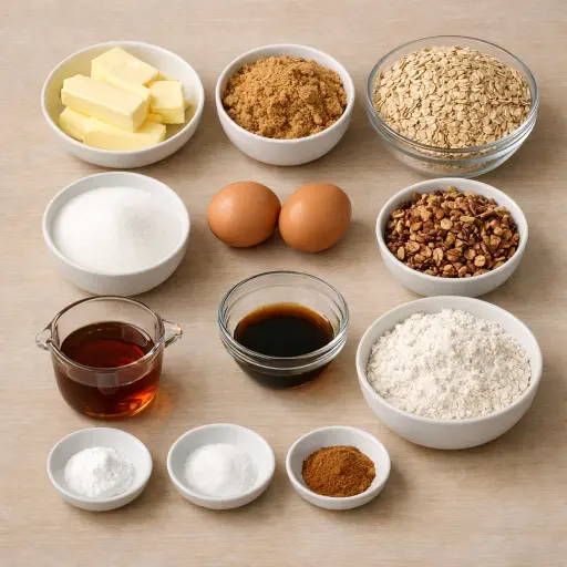 Ingredients for Maple Pecan Oatmeal Cookies