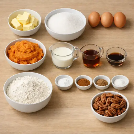 Ingredients for Maple Pecan Sweet Potato Pound Cake
