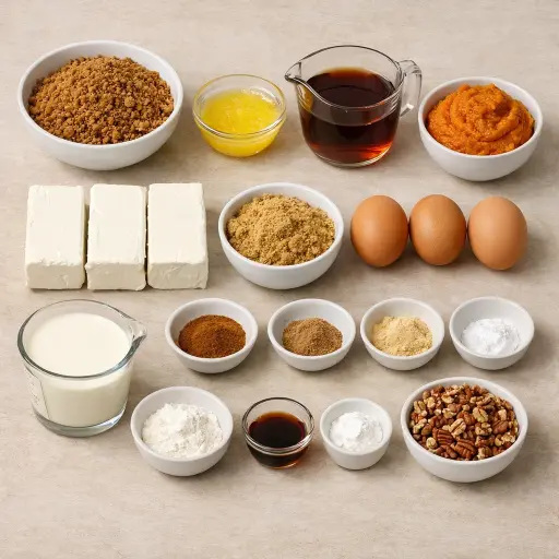 Ingredients for Maple Pumpkin Cheesecake Delight