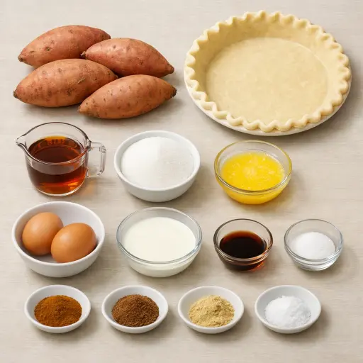 Ingredients for Maple Roasted Sweet Potato Pie