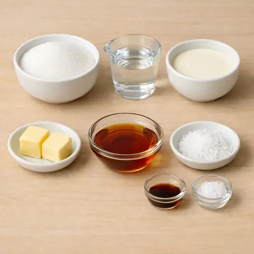 Ingredients for Maple Sea Salt Caramel Sauce