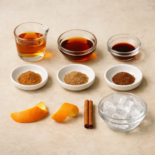 Ingredients for Maple Spiced Old Fashioned