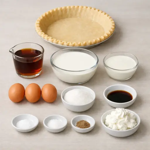 Ingredients for Maple Vanilla Custard Pie