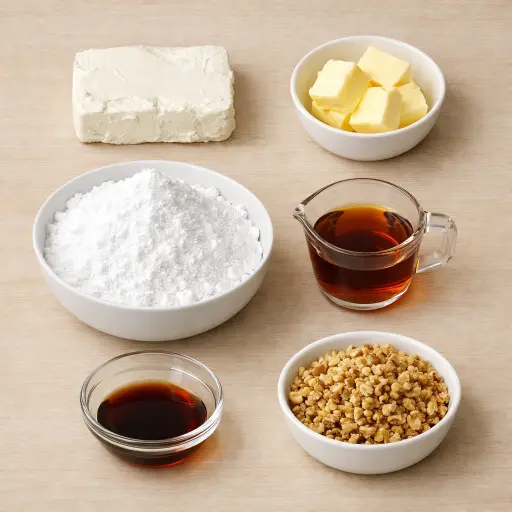Ingredients for Maple Walnut Cream Cheese Frosting