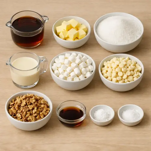 Ingredients for Maple Walnut Marshmallow Fudge