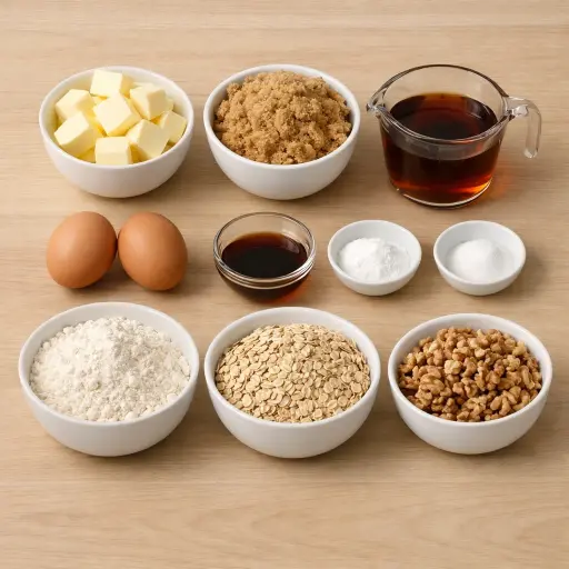Ingredients for Maple Walnut Oatmeal Cookies