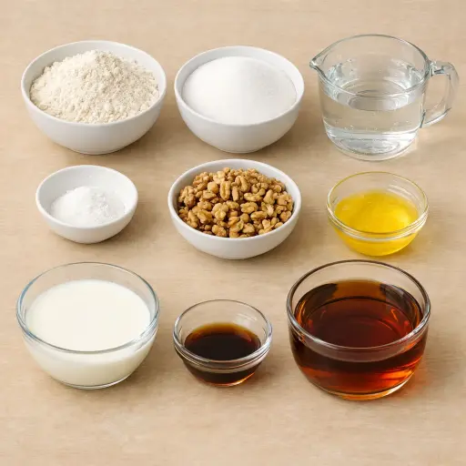 Ingredients for Maple Walnut Pudding Cake