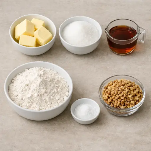 Ingredients for Maple Walnut Shortbread Cookies