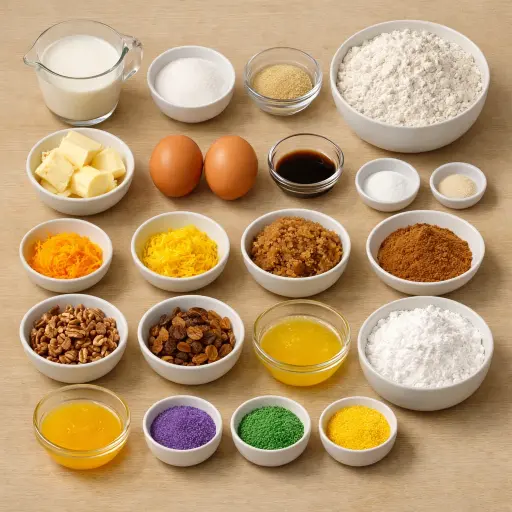 Ingredients for Mardi Gras Citrus King Cake