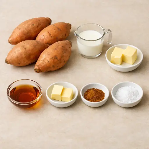 Ingredients for Mashed Sweet Potatoes with Maple Syrup