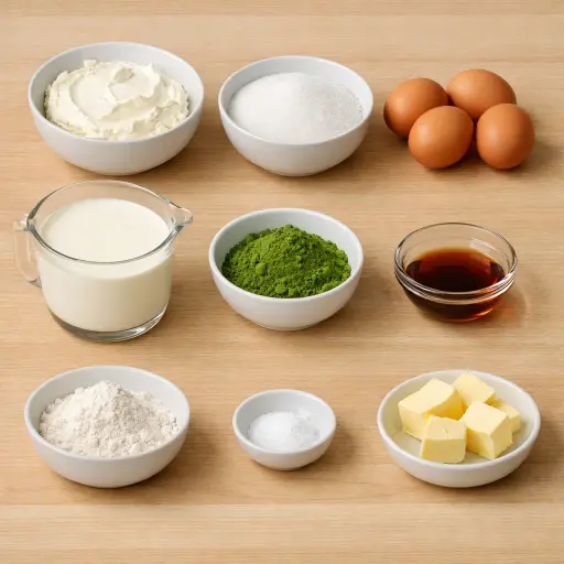 Ingredients for Matcha Basque Cheesecake