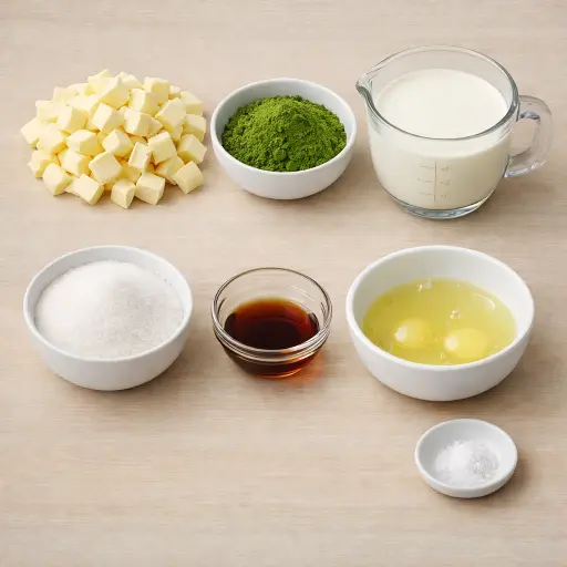 Ingredients for Matcha White Chocolate Mousse