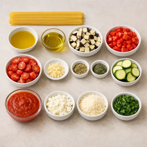 Ingredients for Mediterranean Baked Spaghetti