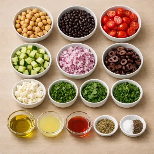 Ingredients for Mediterranean Chickpea and Black Bean Salad