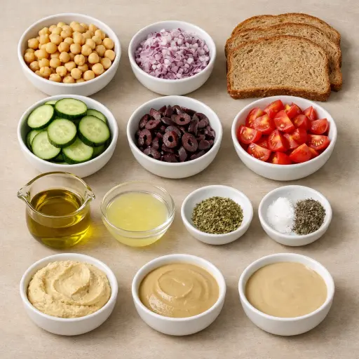 Ingredients for Mediterranean Chickpea Smash Sandwich