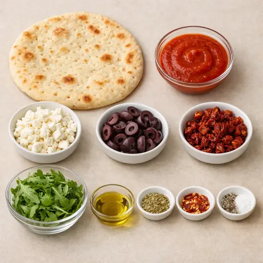 Ingredients for Mediterranean Flatbread Pizza