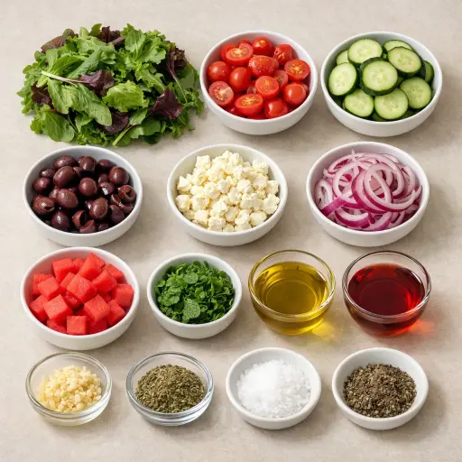 Ingredients for Mediterranean Fusion Greek Salad