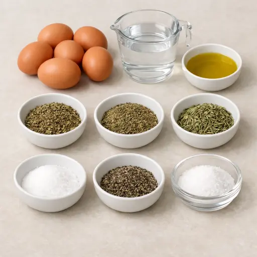Ingredients for Mediterranean Herb Infused Hard Boiled Eggs