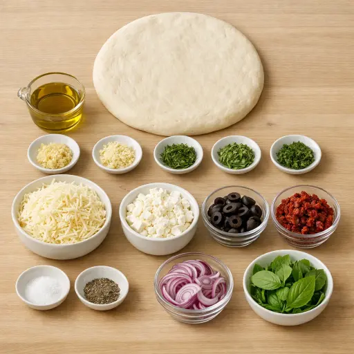 Ingredients for Mediterranean Herb Pizza