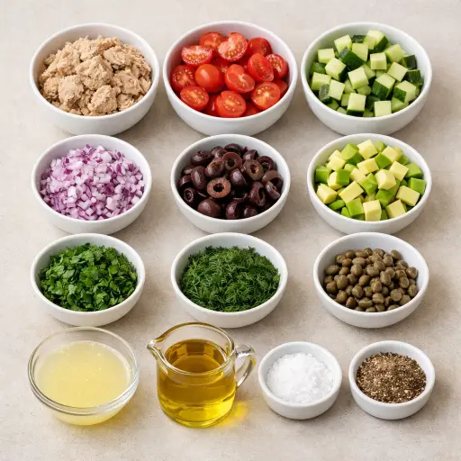Ingredients for Mediterranean Herb Tuna Salad