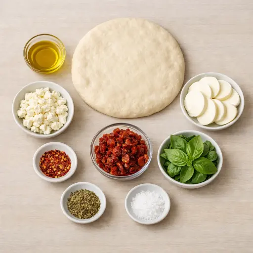 Ingredients for Mediterranean Margherita Pizza