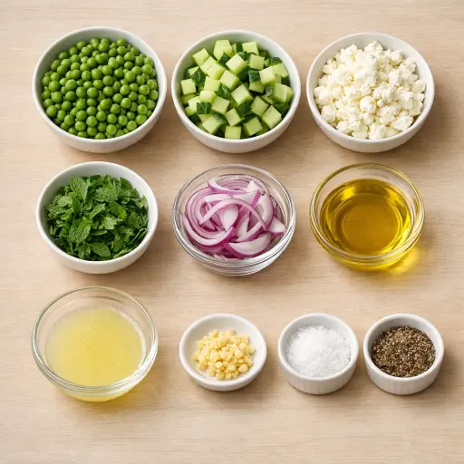 Ingredients for Mediterranean Minty Pea Salad