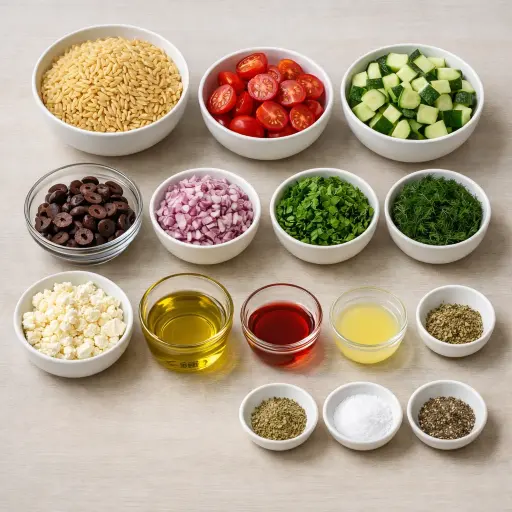 Ingredients for Mediterranean Orzo Delight