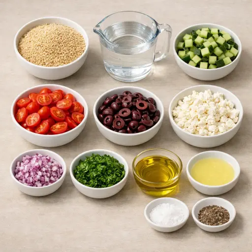 Ingredients for Mediterranean Quinoa Salad