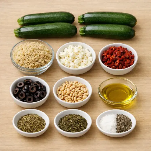 Ingredients for Mediterranean Quinoa Stuffed Zucchini