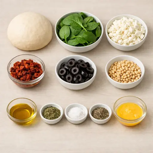 Ingredients for Mediterranean Spinach & Feta Stromboli
