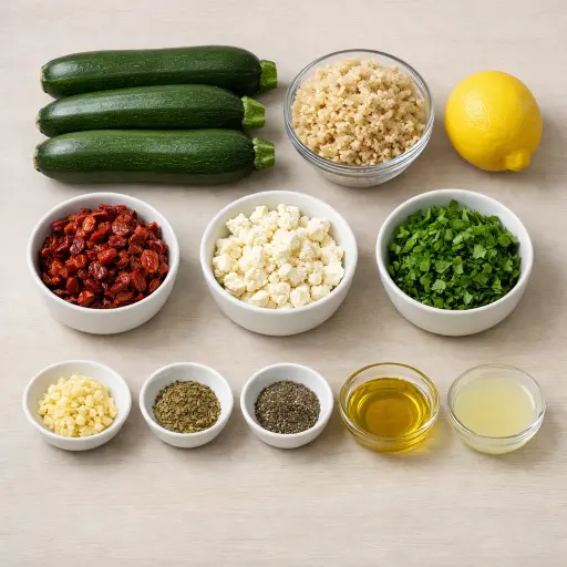 Ingredients for Mediterranean Stuffed Zucchini Boats