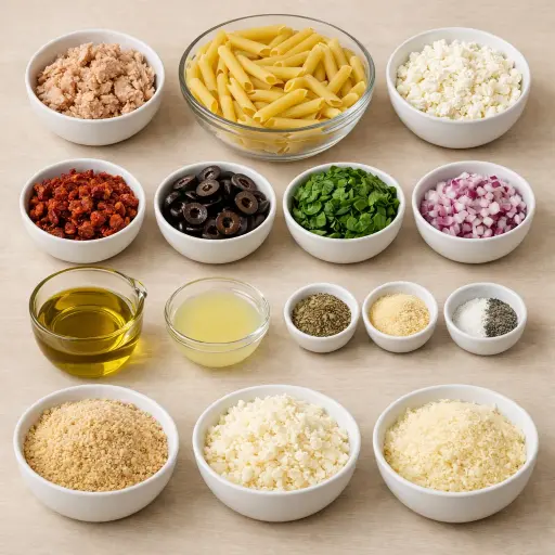 Ingredients for Mediterranean Tuna Casserole