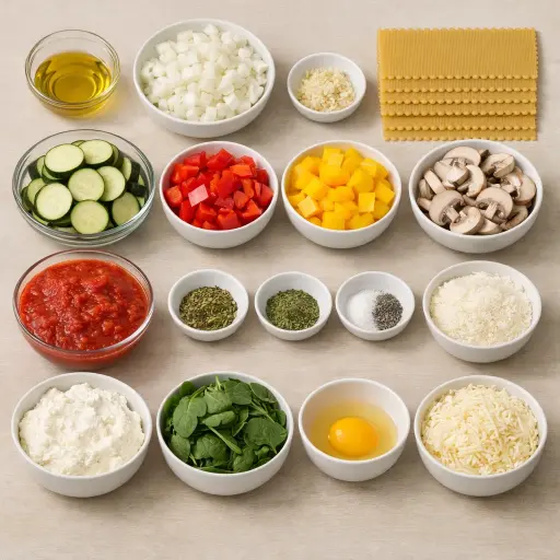 Ingredients for Mediterranean Vegetable Lasagna