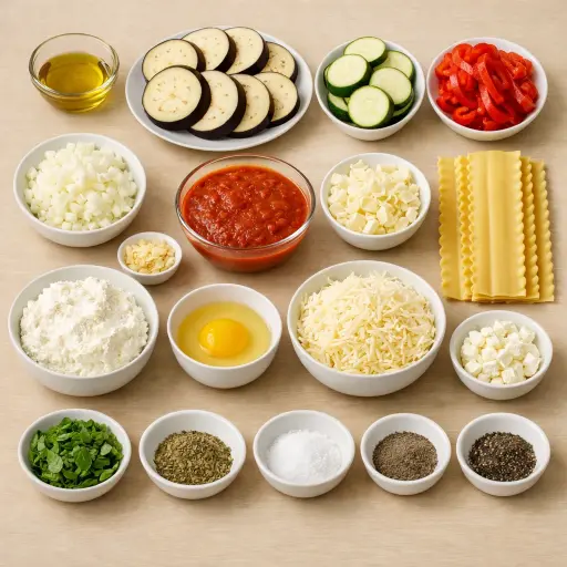Ingredients for Mediterranean Veggie Lasagna