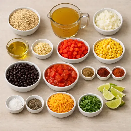 Ingredients for Mexican Quinoa Fiesta Casserole