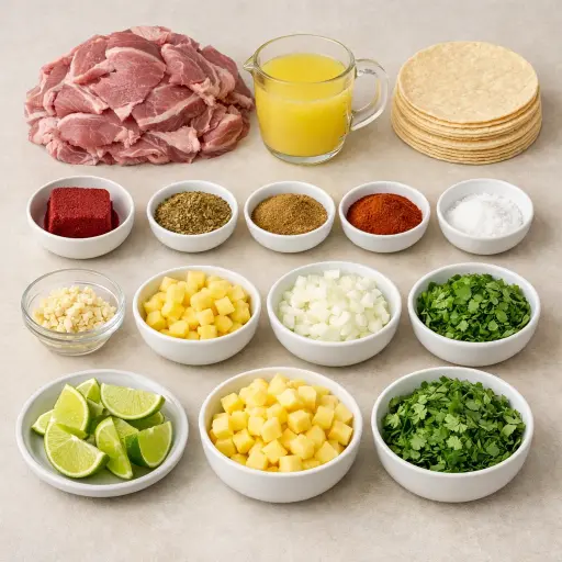 Ingredients for Mexican Tacos al Pastor