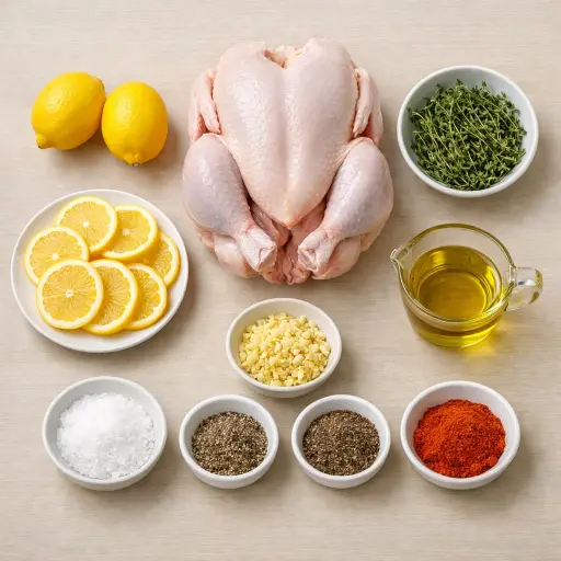 Ingredients for Meyer Lemon and Thyme Roasted Chicken