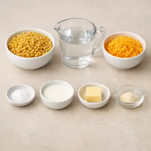 Ingredients for Microwave Mac and Cheese