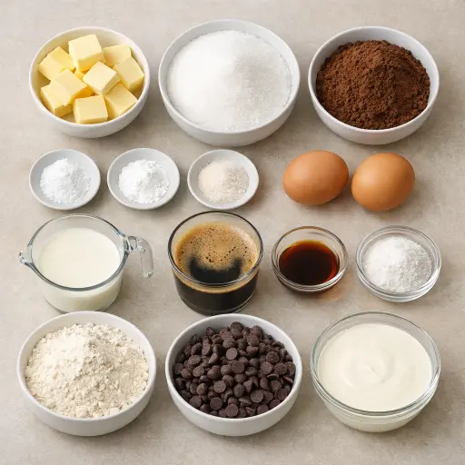 Ingredients for Midnight Mocha Truffle Cake