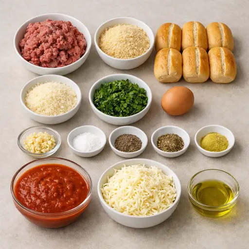 Ingredients for Mini Meatball Subs